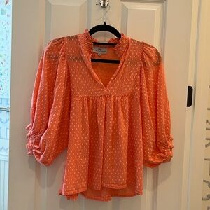 Never a wallflower size medium orange tangerine colored blouse top